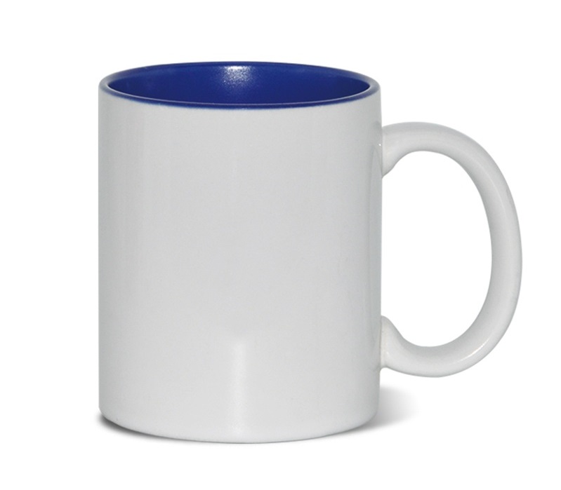 Кружка керамическая белая, синяя внутри, субл.печать, Ø82 мм х 95 мм, 330 мл
